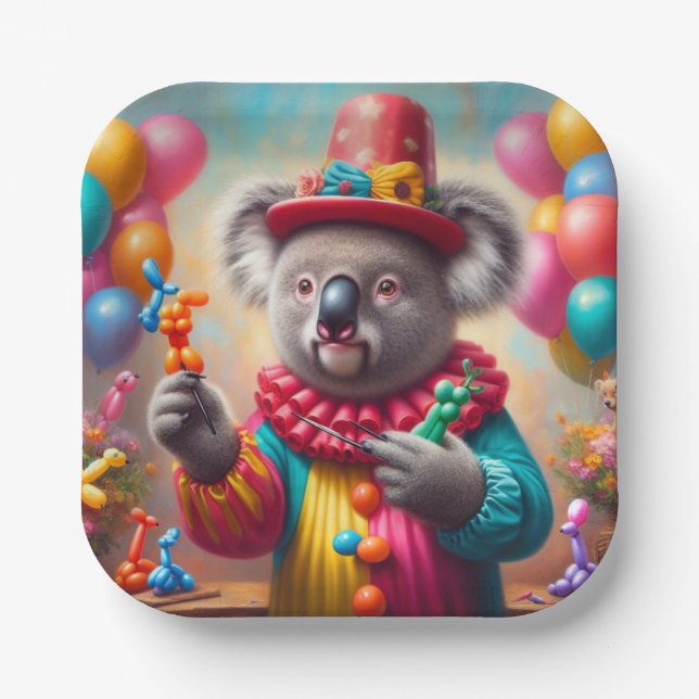 Koala Clown Pappteller (Vorderseite)