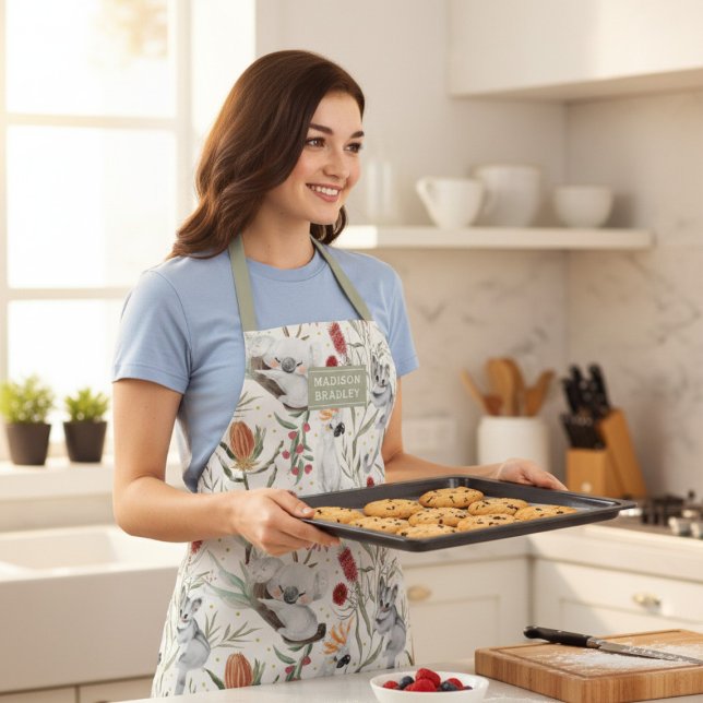 Koala Cockatoos Proteas Personalisiert Schürze (Von Creator hochgeladen)