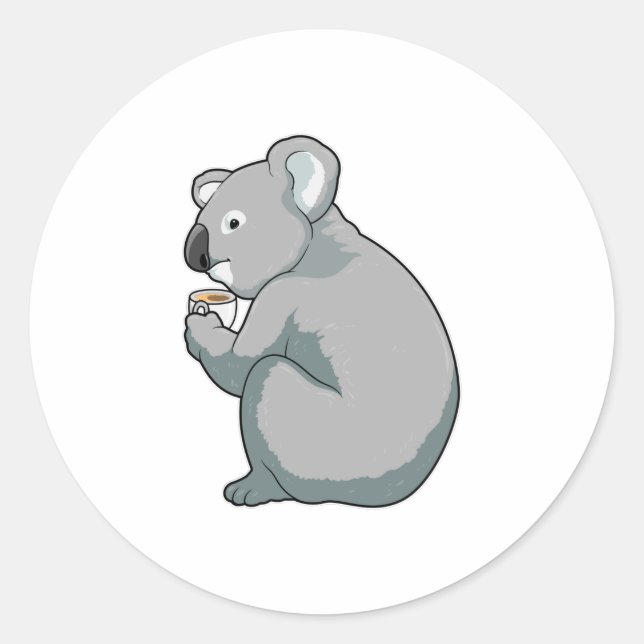 Koala Coffee Cup Runder Aufkleber (Vorderseite)