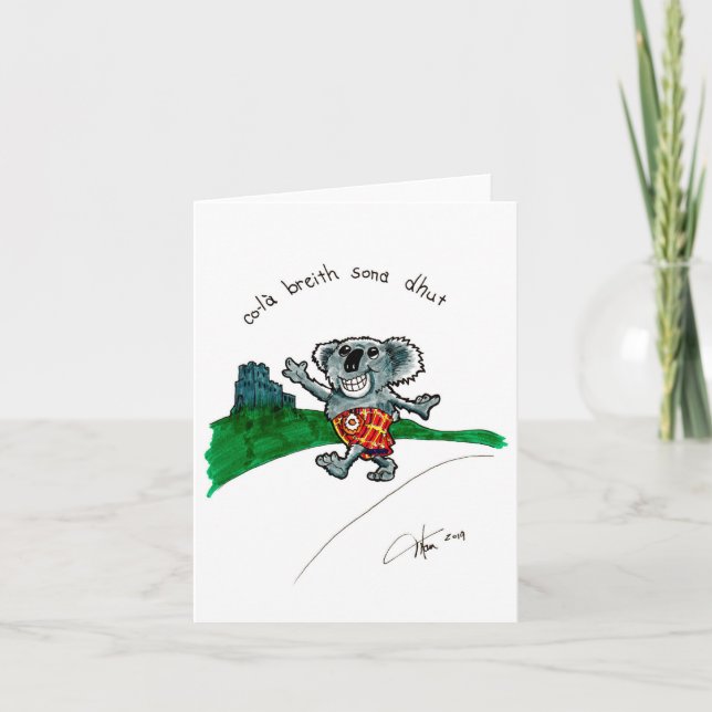 Koala dans une carte d'anniversaire Kilt (Devant)