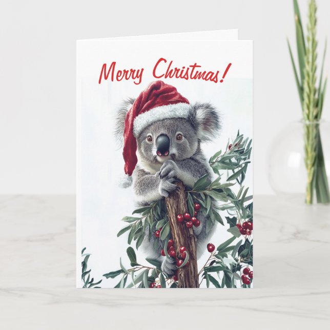 Koala dans une carte de Noël de chapeau de Père No (Devant)