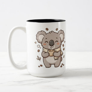 Koala, das eine Zwei-Ton-Kaffeetasse trinkt Zweifarbige Tasse
