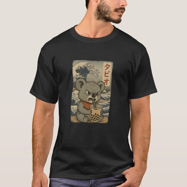 Koala Drinks Bubble Tea Japanese Vintage T-Shirt (Vorderseite)