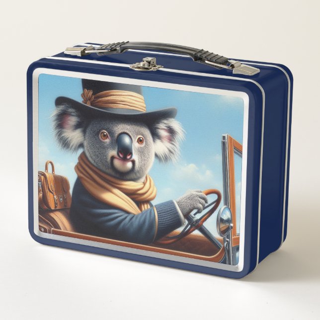 Koala Driving Metall Brotdose (Vorderseite)