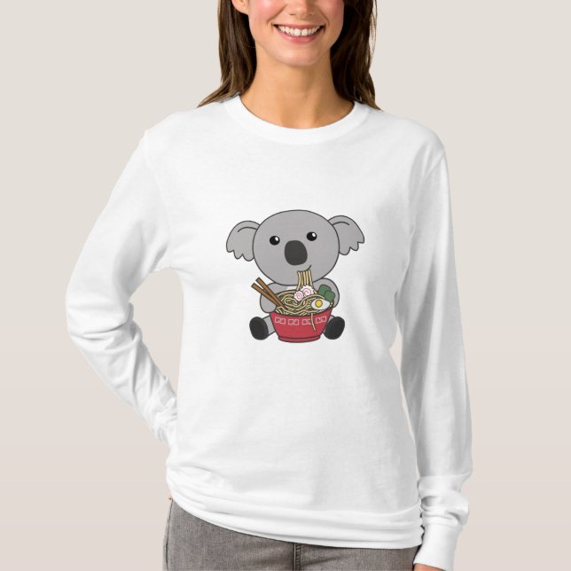 Koala Eat Ramen Niedlich Kawaii Noodles Koalas T-Shirt (Vorderseite)