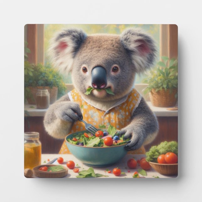 Koala Eating Salad Fotoplatte (Vorderseite)