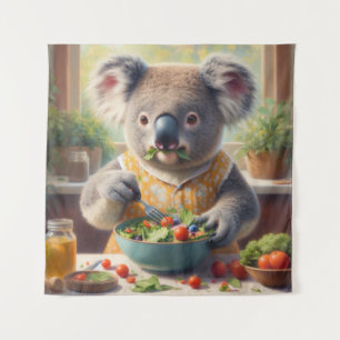 Koala Eating Salad Wandteppich