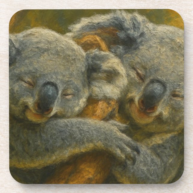 Koala Embrace - Zender Wildlife Moment Getränkeuntersetzer (Vorderseite)