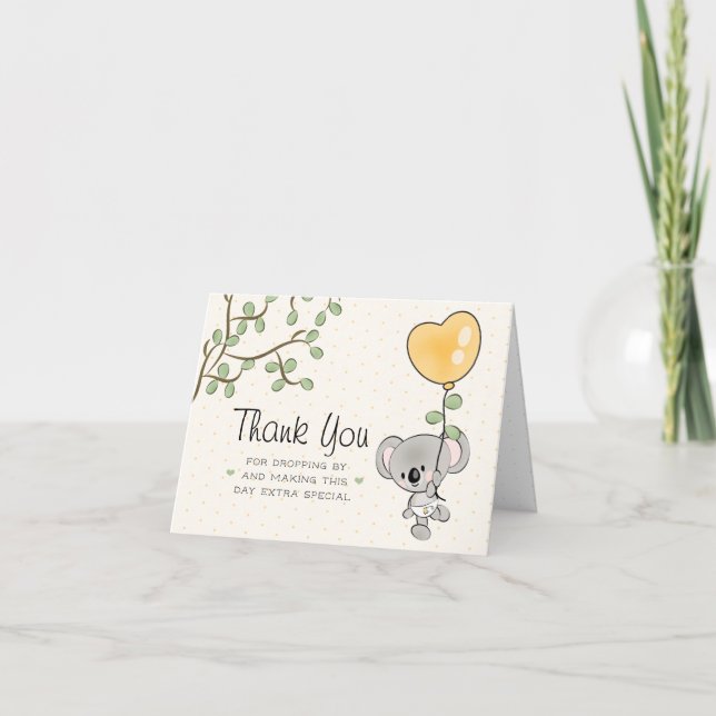 Koala Eucalyptus Baby Shower Vielen Dank Dankeskarte (Vorderseite)