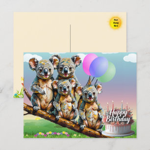 Koala Family Geburtstagskarte Postkarte