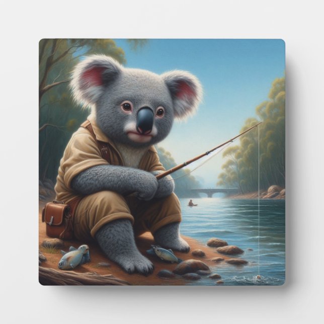 Koala Fishing Fotoplatte (Vorderseite)