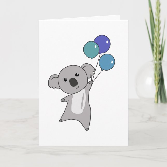 Koala fliegt mit Balloons süße Tiere Kinder Karte (Vorderseite)