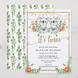 Koala Gender Neutral Twins Baby Dusche Einladung