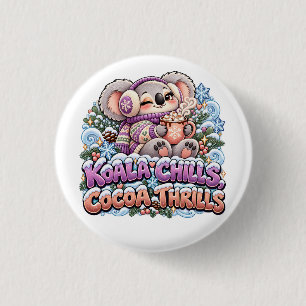 Koala genießt Kakao-Thrills Winter-Koala Button