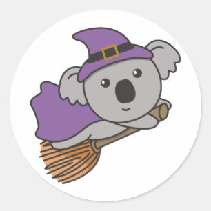 Koala Halloween Hexenkind Hexenkleid Kostüm Classi Runder Aufkleber