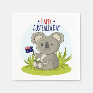 Koala Happy Australia Day   Urlaub Serviette