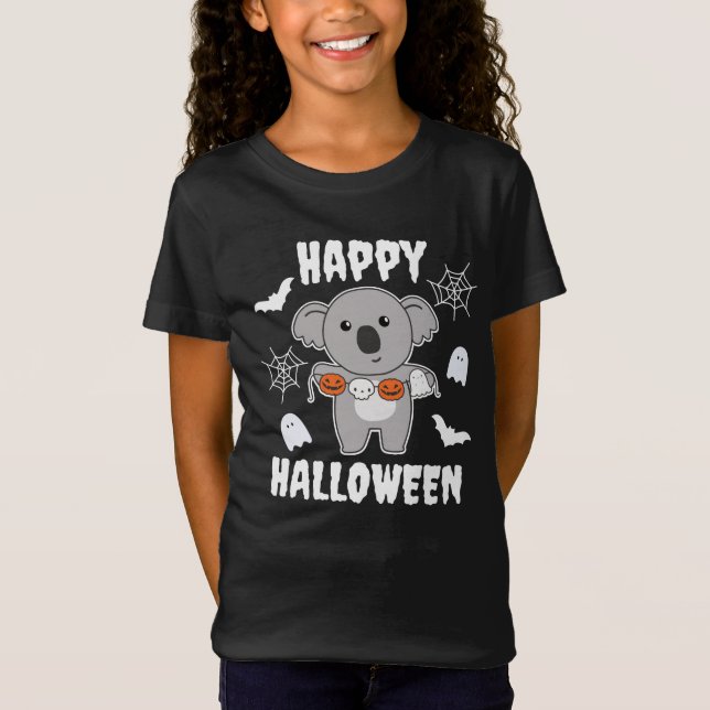 Koala Happy Halloween Pumpkin Bat Kostüm T-Shirt (Vorderseite)