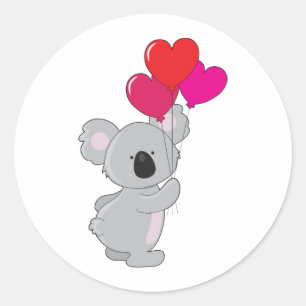 Koala Heart Balloons Runder Aufkleber