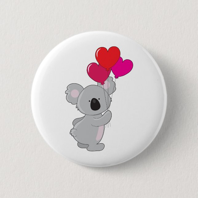 Koala-Herz-Ballone Button (Vorderseite)
