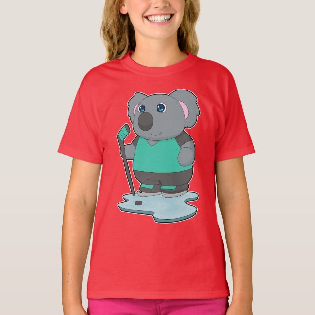 Koala Ice Hockey Eishockeystick T-Shirt (Vorderseite)
