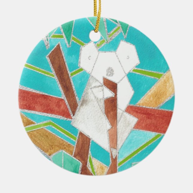 Koala im Baum Originale Abstrakte Kunst Keramik Ornament (Vorne)