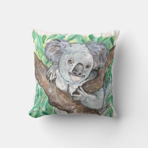 Koala in Eukalyptus Tree Painting Kissen
