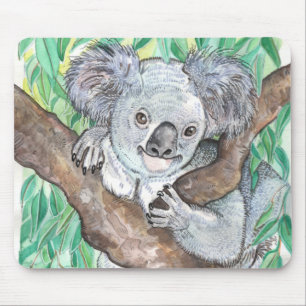 Koala in Eukalyptus Tree Painting Mousepad