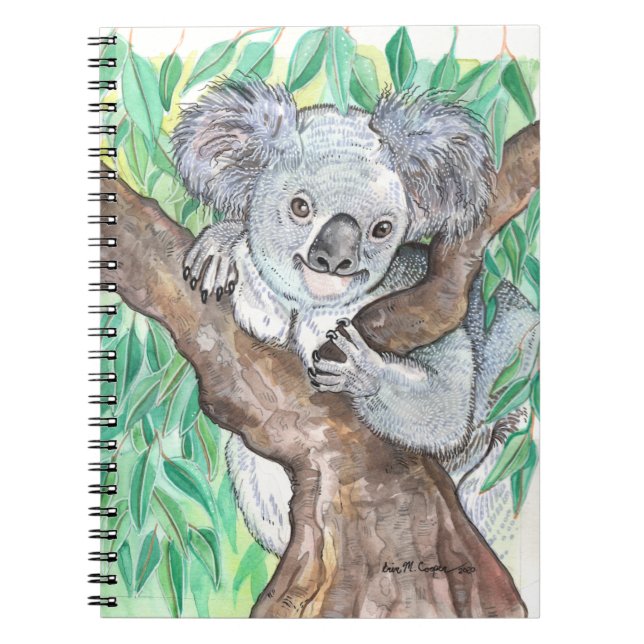 Koala in Eukalyptus Tree Painting Notizblock (Vorderseite)