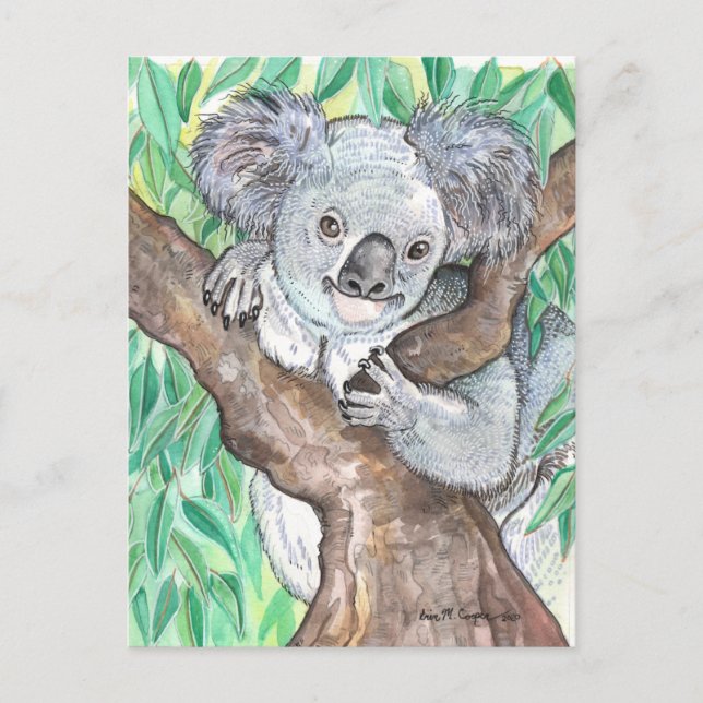 Koala in Eukalyptus Tree Painting Postkarte (Vorderseite)