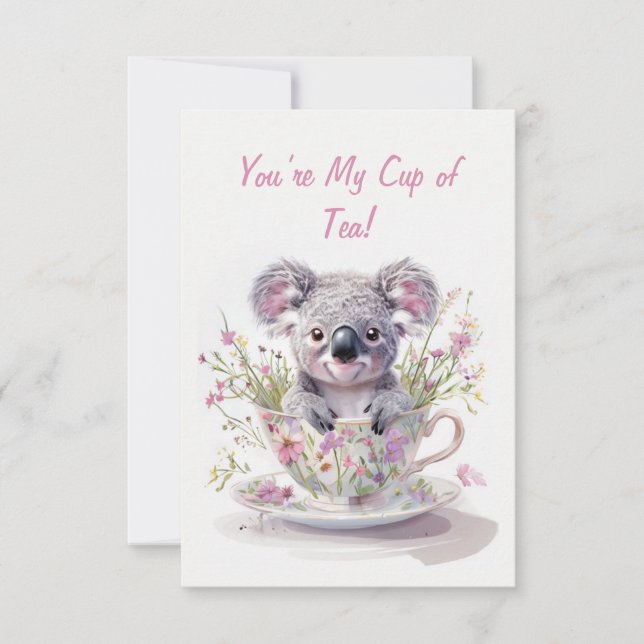 Koala in Floral Teacup  Dankeskarte (Vorderseite)