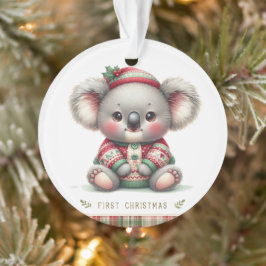 Koala in Holiday Sweater & Holly Hat