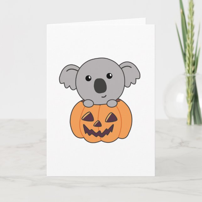 Koala In Pumpkin Orange Koalas Halloween Bärchen Karte (Vorderseite)