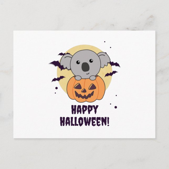 Koala In Pumpkin Sweet Koalas Happy Halloween Postkarte (Vorderseite)