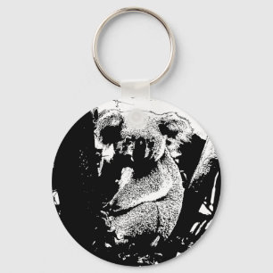Koala in Schwarz und Weiß Schlüsselanhänger