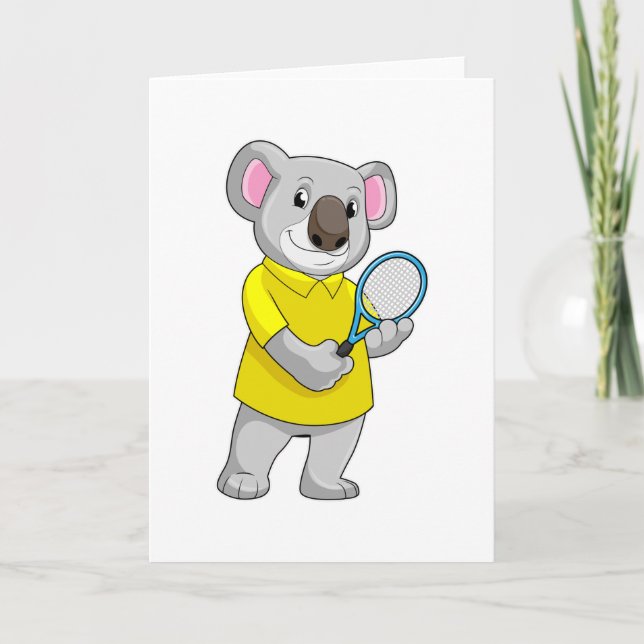 Koala in Tennis mit Tennis-Schläger Karte (Vorderseite)