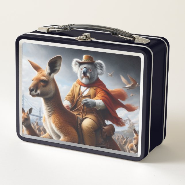 Koala Kangaroo Rider Metall Brotdose (Vorderseite)
