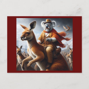 Koala Kangaroo Rider Postkarte