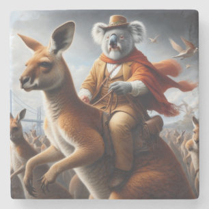 Koala Kangaroo Rider Steinuntersetzer