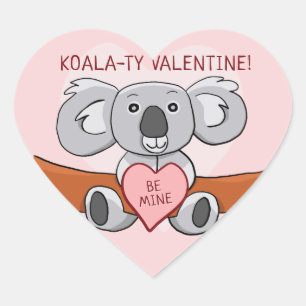 Koala Koality ist Mine Valentine Herz-Aufkleber