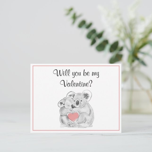 Koala Liebe Valentinstag Feiertagspostkarte (Stehend Vorderseite)