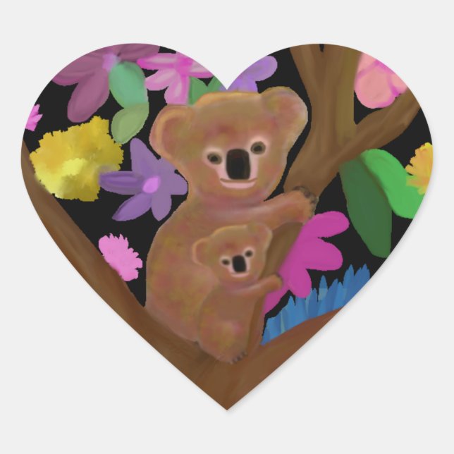Koala Luv Heart Stickers (Vorderseite)