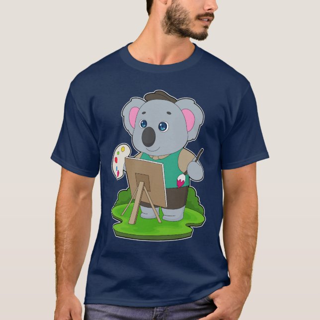 Koala-Maler Pinsel Malerei T-Shirt (Vorderseite)