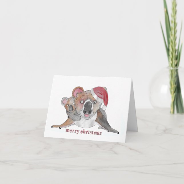 Koala Merry Christmas Feiertagskarte (Vorderseite)