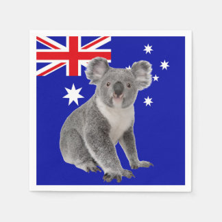 Koala mit australischem Flaggenhintergrund Serviette