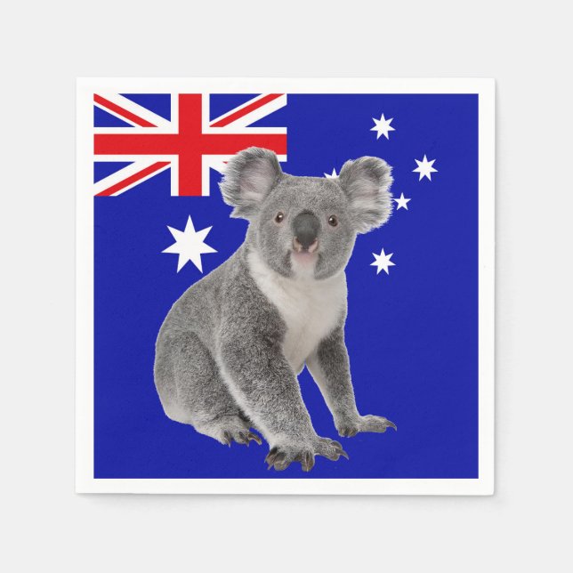 Koala mit australischem Flaggenhintergrund   Serviette (Vorderseite)