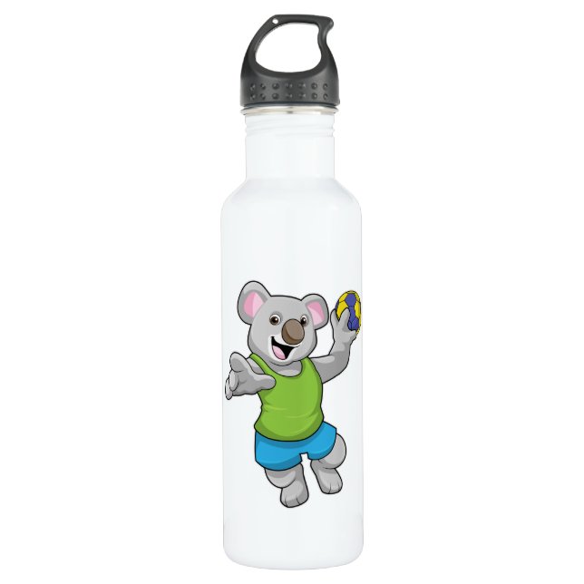 Koala mit Handballsport Edelstahlflasche (Vorderseite)