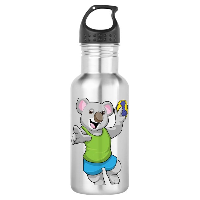 Koala mit Handballsport Edelstahlflasche (Vorderseite)