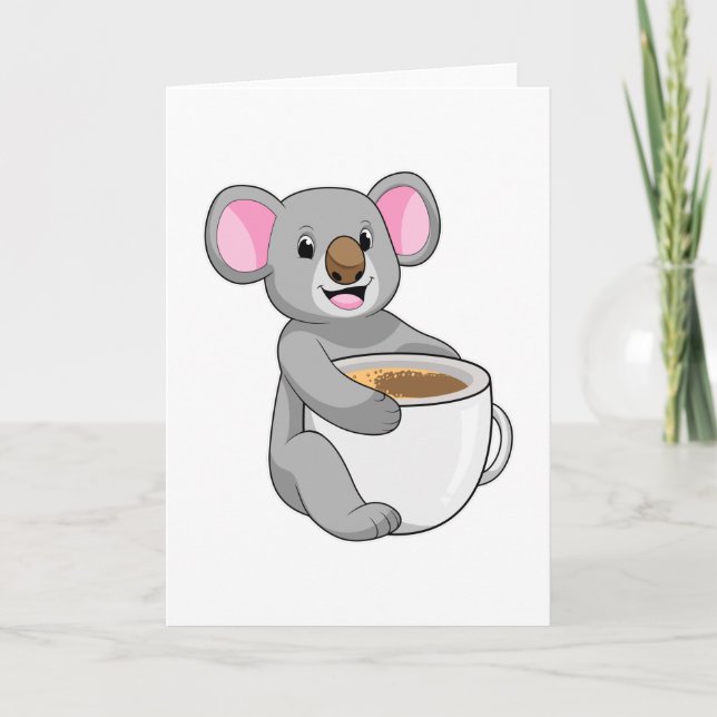Koala mit Kaffee-Cup Karte (Vorderseite)