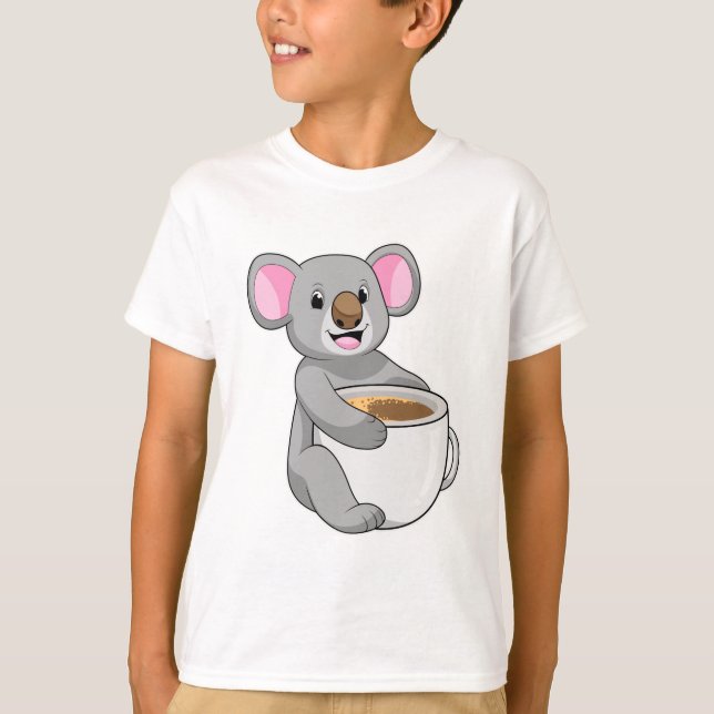 Koala mit Kaffee-Cup T-Shirt (Vorderseite)