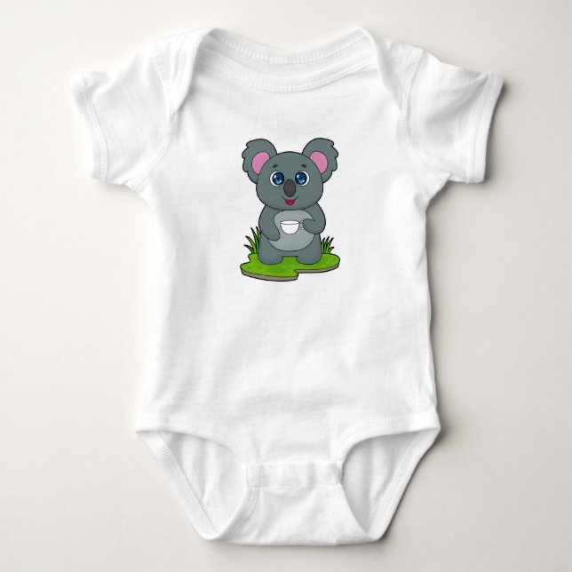 Koala mit Kaffeetasse Baby Strampler (Vorderseite)